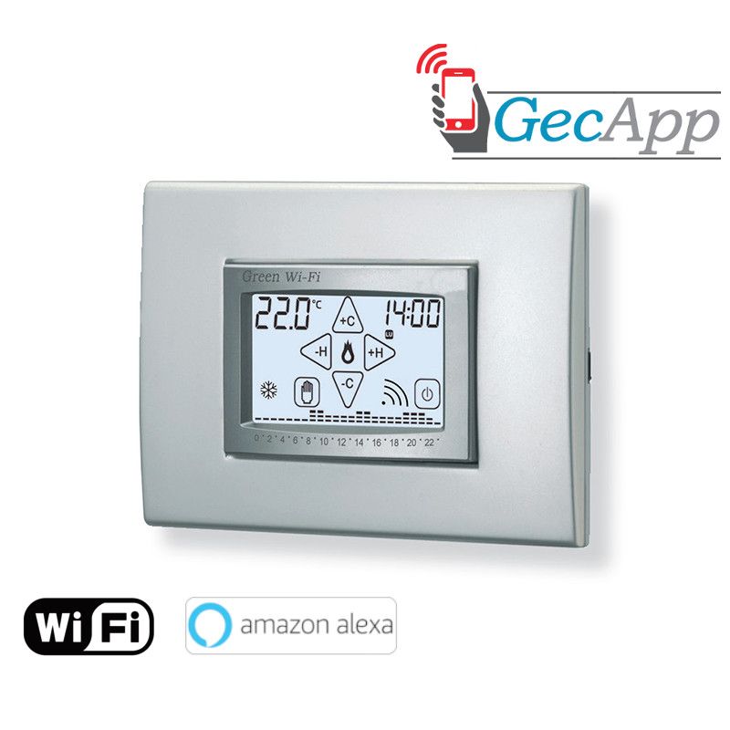 Green Wi-Fi thermostat programmable encastré
